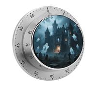 Ghost Castle Kitchen Timer Visual Timer for Cooking 60 Minute Wind Up Timers Stainless Steel Manual Magnetic Countdown Visual Mechanical Timers Cooking Clock with Loud Alarm