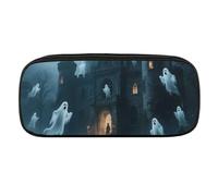 Ghost Castle Pencil Case Waterproof Leather Pencil Pouch Multi-purpose Aesthetic Makeup Bag Cute Pen Bag Large Cosmetic Bag for Office Stationery, Travel