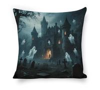 Ghost Castle Throw Pillow Covers 18"x18" Pillows Decorative Couch Pillow Covers Living Room Sofa Bed Outdoor Pillows Summer Linen Pillowcases Farmhouse