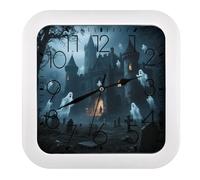 Ghost Castle Wall Clock Silent Non-Ticking Clock 10 Inch Personalized Classic Square Decorative Digital Clocks for Kitchen, Living Room, Office, Bedroom, Bathroom