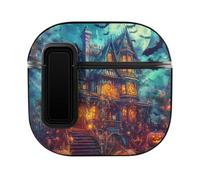Ghost Castles Pumpkin Bats Moon Cute Case PC Earbud Cases Protective Cover Compatible for AirPods 4