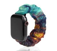 Ghost Castles Pumpkin Bats Moon Scrunchie Watch Bands Soft Elastic Replacement Wristband Compatible with Apple Watch 38mm/40mm