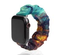 Ghost Castles Pumpkin Bats Moon Scrunchie Watch Bands Soft Elastic Replacement Wristband Compatible with Apple Watch 42mm/44mm