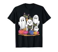 Ghost Cat and Pumpkin Squad Cute Black Cat Halloween Costume T-Shirt
