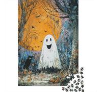 Ghost Cat Halloween Art Print Jigsaw Puzzles Puzzles for Adults Kids. 1000 Piece Whimsical Challenge Toy Educational Game Home Decoration for Adults& Kids Age 14 Years Up 70x50cm/1000pcs