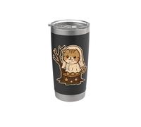 Ghost Cat on Stump with Stars Stainless Steel Insulated Tumbler