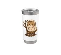 Ghost Cat on Stump with Stars Stainless Steel Insulated Tumbler