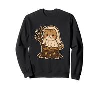 Ghost Cat on Stump with Stars Sweatshirt