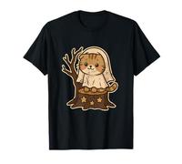Ghost Cat on Stump with Stars T-Shirt