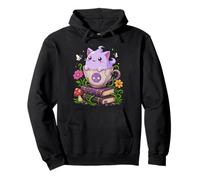 Ghost Cat Teacup Pastel Goth Witchy Spooky Cute Kitten Art Pullover Hoodie