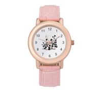 Ghost Cat Womens Elegant Watch Analogue Quartz Watch Leather Band Wristwatch