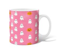 Ghost Ceramic Coffee Mug, Halloween Playful Pumpkin Smile Halloween Peach Novelty Hot Chocolate Mug with Handle Gift for Friends Family Lovers Eldership Senior Co-Worker 15 Oz