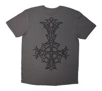 Ghost Chrome Band Logo Grucifix Outline T Shirt In Grey Grey