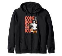 Ghost Code Boo in The ICU Nursing Nurse Halloween Costume Zip Hoodie