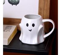 Ghost-Coffee Mu G,Halloween Ghost Ceramic Ghostface Cup,Cute Cartoon Ghost Mugs,White Ghost Shaped Cup Halloween Novelty for Your Loved,440ml