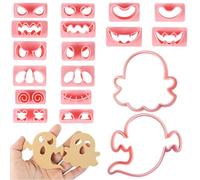 Ghost Cookie Cutter Set,18Pcs Halloween Biscuit Cutter,Plastic Cookie Cutters Stamp Kit for Baking Cake Pastry Fondant Halloween Party Supplies