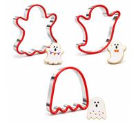 Ghost Cookie Cutter Set, 3-Piece Stainless Steel Halloween Biscuit Cutters