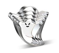 Ghost Cookie Cutter Set - 4 Pieces Large Small Mini Bluk Metal Specter Ghost Shape Fondant Cookie Cutter Biscuit Molds for Fall/Autumn Halloween Party Decorations - Stainless Steel