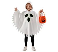 Ghost Costume for Kids Toddler Boy Girl Ghost Halloween boo Cloak | Unisex kid ghost costume glow in the Dark,halloween ghost costume, trick or treat bag,ghost poncho,fancy dress cosplay