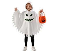 Ghost Costume for Kids Toddler Boy Girl Ghost Halloween boo Cloak | Unisex kid ghost costume glow in the Dark,halloween ghost costume, trick or treat bag,ghost poncho,fancy dress cosplay