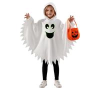 Ghost Costume for Kids Toddler Boy Girl Ghost Halloween boo Cloak | Unisex kid ghost costume glow in the Dark,halloween ghost costume, trick or treat bag,ghost poncho,fancy dress cosplay