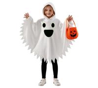 Ghost Costume for Kids Toddler Boy Girl Ghost Halloween boo Cloak | Unisex kid ghost costume glow in the Dark,halloween ghost costume, trick or treat bag,ghost poncho,fancy dress cosplay