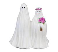 Ghost Couples Figurine Ghost Groom Sculpture Ghost Bride and Groom Wedding Couple Scary Statue Ghost Ghost Groom Model with LED Light for Home Garden Dec