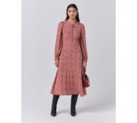 Ghost Crepe Floral Tie Front Midi Tea Dress Red Mix