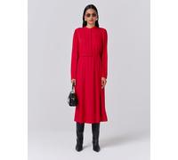 Ghost Crepe Pintuck Button Front Midi Waisted Dress Red