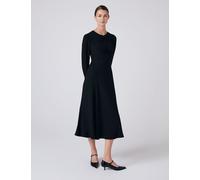 Ghost Crepe Tie Front Midi Skater Dress Black