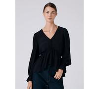Ghost Crepe V-Neck Tie Front Blouse Black
