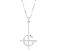 Ghost Cross Chain Men, Cross Chain Silver, Destiny's Gate Ghosts Cross Necklace Pendant Necklace Punk Cross Ghos Chain Ghost Band Reverse Satan Necklace Iron Cross Cross Chain Women, one size, Metal,