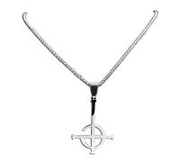 Ghost Cross Chain Men, Cross Chain Silver, Destiny's Gate Ghosts Cross Necklace Pendant Necklace Punk Cross Ghos Chain Ghost Band Reverse Satan Necklace Iron Cross Cross Chain Women, one size, Metal,