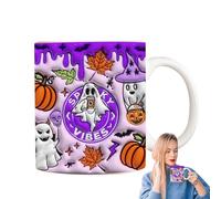 Ghost Cup, Halloween Ghost Cup, 350 ml Ceramic Mug with Handle, Haunted Design for Autumn Holidays, Tea, Birthday, Men and Women