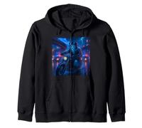 Ghost Cyberpunk Rider Motorcycle Biker Synthwave Zip Hoodie