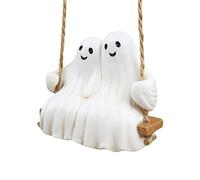 Ghost Decorations, Halloween Tree Ornaments - Cute Resin Swinging Couple Statue Weather-Resistant For Courtyard Door Handle Fence Kitchen Cemetery