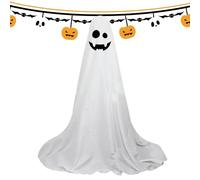Ghost Decorations Outdoor, White Fabric Ghosts Illuminated for Halloween | Large Illuminated White Fabric Ghosts,with LED String Lights, Scary Yard Display for Holiday Party
