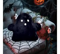 Ghost Decorative Throw Pillow, Halloween Throw Pillows Ghost Shaped Spooky Plush Pillows, Halloween Decorations For Halloween Party Outdoor Home Decorations Cushion (Black, 50x40cm)