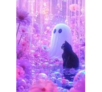 Ghost Diamond Painting Kits for Adults Beginners, 5D Cat Diamond Art Kits for Kids, DIY Full Drill Gem Embroidery Crystal Art, Cross Stitch Hobbies for Adults Women, for Home Room Decor 30X40cm A-38