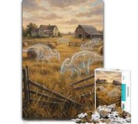 Ghost Dinosaurs on A Farm Adult Wooden Jigsaw Puzzle | Section-by-section building: easier piece organisation at your own pace.