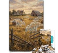 Ghost Dinosaurs on A Farm Wooden Jigsaw Puzzle, Gift for Adults | Adult Jigsaw Puzzle: visible image details for section-by-section building at your own pace.