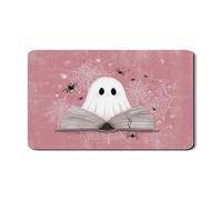 Ghost Dish Drying Mats For Kitchen Counter, Peach Ghost Book Absorbent Rubber Dish Drainer Mat, Halloween PU Leather Drying Pad For Counter Protector 12x20 Inch