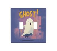 Ghost Double Gang Toggle Light Cover Wall Plate Switch Decor Standard Size - 11.4x11.4cm