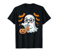 Ghost Drinking Bubble Tea Boba Tea Pumpkin Halloween Costume T-Shirt