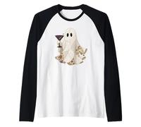 Ghost Drinking Martini Cute Cottagecore Boo-Tini Vintage Raglan Baseball Tee