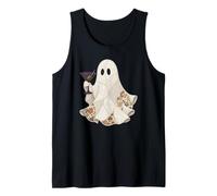 Ghost Drinking Martini Cute Cottagecore Boo-Tini Vintage Tank Top