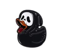 Ghost Duck Enamel Lapel Pin Badge 3 x 2.5cm Funny Horror Inspired Duck Brooch Black and White Spooky Metal Accessory for Jackets Bags Hats and Collectors