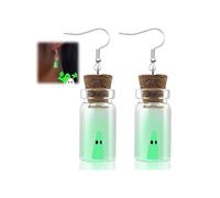Ghost Earrings for Women Glow in the Dark Dangle Earrings Cute Ghost in a Bottle Drop Earrings Adopt A Ghost Earrings Spooky Earrings Halloween Gothic Jewelry Present, S, Glass, No Gemstone