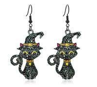 Ghost Earrings for Women Sparkly Rhinestone Crystal Halloween Pumpkin Spider Skull Bat Earrings Halloween Cosplay Jewelry Gift, M, Alloy Steel, No Gemstone