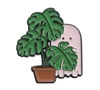 Ghost Enamel Pin, Metal, Soft Enamel, 1.4 x 1.2 inches, Light Pink and Green